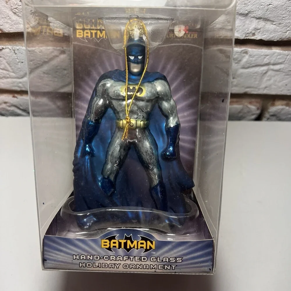 Vintage Kurt Adler Batman Hand Crafted Glass Christmas Ornament Boxed DC Comics*
